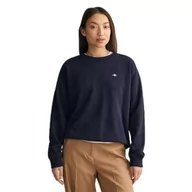 Bluzy damskie - GANT Damska bluza Rel Shield z dekoltem w kształcie litery C, niebieski (Evening Blue), M - miniaturka - grafika 1