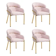 Krzesła - Zestaw 4 krzeseł do jadalni - 45x53x79cm - nogi metalowe - Tkanina welurowa - Różowy - miniaturka - grafika 1