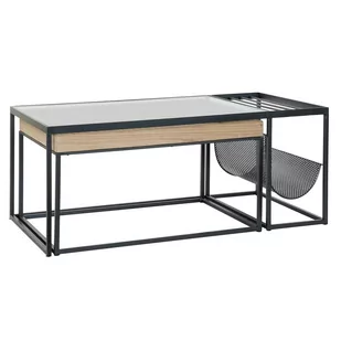 DKD Home Decor Emaga Stolik na Gazety DKD Home Decor Drewno Metal Bambus Szkło (2 pcs) (110 x 60 x 45 cm) (79 x 56 x 41.5 cm) S3023188 - Ławy i stoliki kawowe - miniaturka - grafika 1