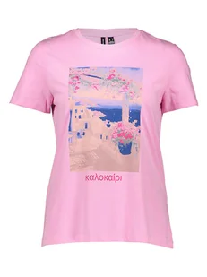 Vero Moda Koszulka w kolorze jasnoróżowym - Koszulki i topy damskie - miniaturka - grafika 1
