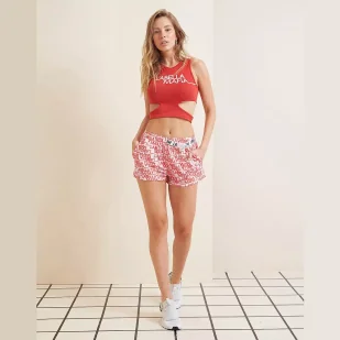 Spodenki krótkie damskie LABELLAMAFIA SHORTS NEUTRAL FLOWERS - Spodenki damskie - miniaturka - grafika 4