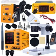 Mikroskopy i lupy - Rosfix Mikroskop stereoskopowy Binokularowy MSGS-B-PS1+ProTech Trio v1 (Stacja Hot-Air, Stacja lutownicza T12 zasilacz) - miniaturka - grafika 1