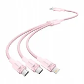 Kable komputerowe i do monitorów - Kabel USB 2.0 A do 3w1 3A Vention CTPPG 1.5M (różowy) - miniaturka - grafika 1