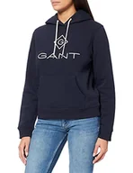 Bluzy damskie - GANT Damska bluza z kapturem Lock Up Sweat Hoodie, niebieski (Evening Blue), S - miniaturka - grafika 1