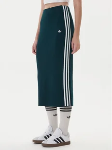 adidas Spódnica ołówkowa adicolor Knit 3-Stripes JW2662 Zielony Regular Fit - Spódnice - miniaturka - grafika 1