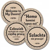 Gadżety dla niej i dla niego - ZESTAW 4 PODKŁADEK POD KUBEK SZKLANKĘ CYTATY TESKTY SERIAL 1670 WZORY - miniaturka - grafika 1