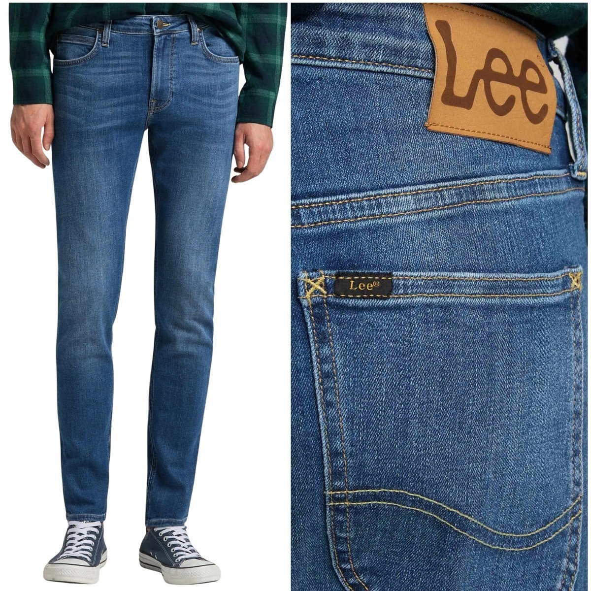 Lee Malone skinny Mid Worn Martha elastyczne spodnie jeansowe rurki W27 L30