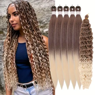 TEMU Brązowy Miodowy Blond BoHo Plątanie Włosów Bez Kołków Plątanie Włosów Przedłużenia Włosów 6 Sztuk 26 Cali Syntetyczne Włosy Plątanie Do - Pozostałe akcesoria fryzjerskie - miniaturka - grafika 1
