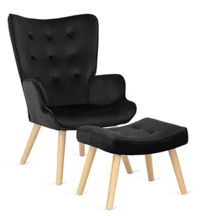 Czarny fotel z podnóżkiem do salonu K7-A86 - Fotele Czarny fotel z podnóżkiem do salonu K7-A86 - Fotele - miniaturka - grafika 1