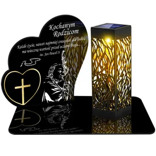 ZNICZ SOLARNY LED WIECZNY PODSTAWKA NA CMENTARZ GRÓB lampka Serce 3D DLA RODZICÓW - Lampiony i znicze - miniaturka - grafika 1