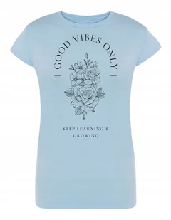 T-Shirt damski nadruk Good Vibes Only KWIATY r.L - Koszulki i topy damskie - miniaturka - grafika 1