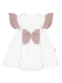 Body dla niemowląt - Dziewczęce Sukienko-body krótki rękaw Białe Nicol,r.74 - miniaturka - grafika 1