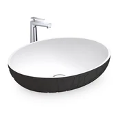 Umywalki - Bernstein Umywalka nablatowa LEO odlew mineralny - czarny mat - miniaturka - grafika 1