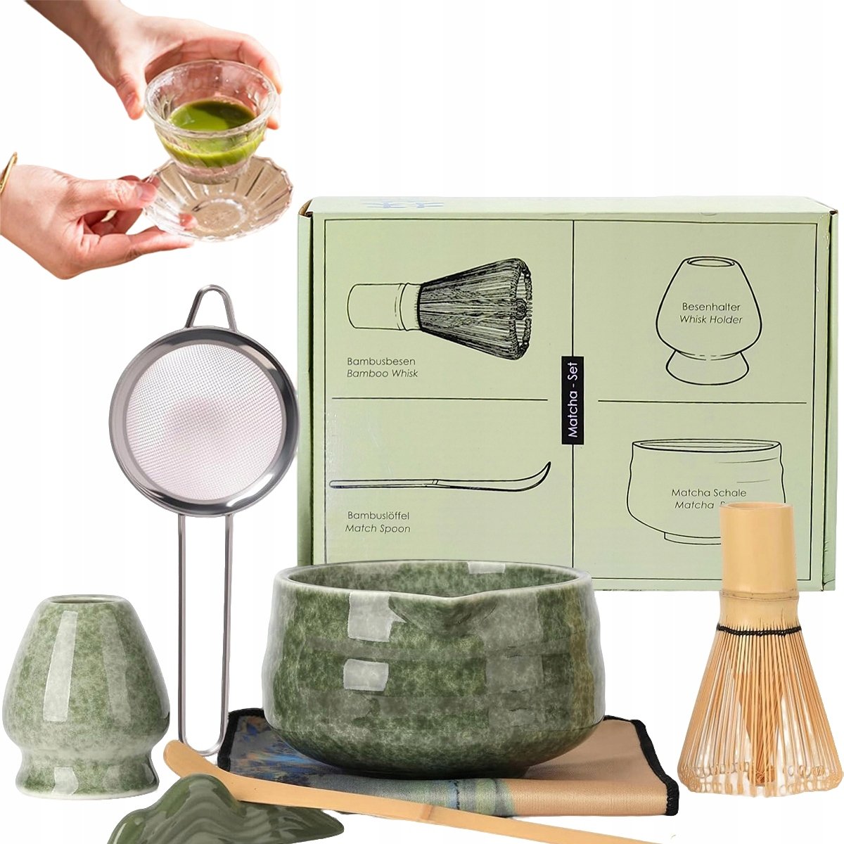 Bambusowy Zestaw Prezentowy Do Herbaty Matchy Chashaku Ceramiczny Matcha