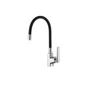 Baterie kuchenne - Bateria kuchenna z elastyczną wylewką Invena Sarti, chrom / czarny - miniaturka - grafika 1