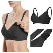 Biustonosze ciążowe - Biustonosz ciążowy stanik bezszwowy do karmienia - czarny - L - miniaturka - grafika 1