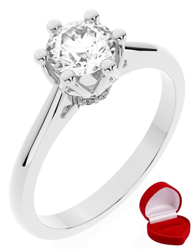 ZŁOTY PIERŚCIONEK ZARĘCZYNOWY 585 14k SZAFIR 0,50 ct BIAŁE ZŁOTO R24