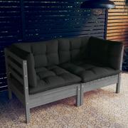 Sofy ogrodowe - shumee 2 osobowa sofa ogrodowa z antracytowymi poduszkami sosnowa - miniaturka - grafika 1