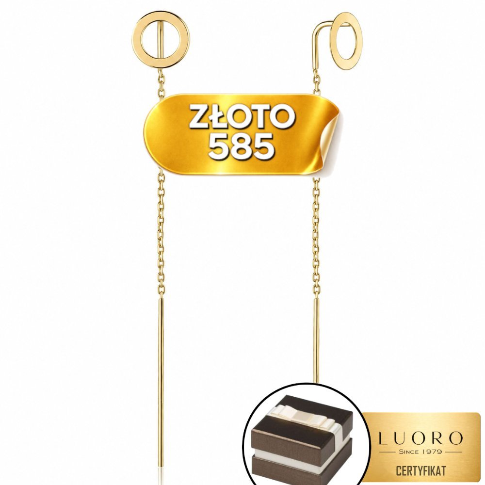 KOLCZYKI ZŁOTE 585 14K KOŁA PRZEWLEKANE 6,8 CM ELEGANCKIE KLASYCZNE