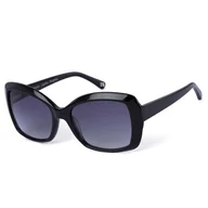 Okulary przeciwsłoneczne - Czarne okulary przeciwsłoneczne w stylu retro z szarym szkłem Botaniq - miniaturka - grafika 1