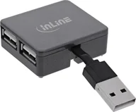 Kable komputerowe i do monitorów - InLine InLine® USB 2.0 4-Port Hub, USB-A male to 4x USB-A female, black, 4cm, slim design - miniaturka - grafika 1