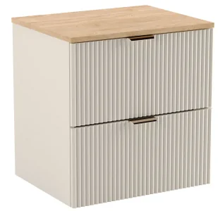 Kaszmirowa nowoczesna szafka pod umywalkę z orzechowym blatem G1-R90 - Szafki łazienkowe - miniaturka - grafika 1