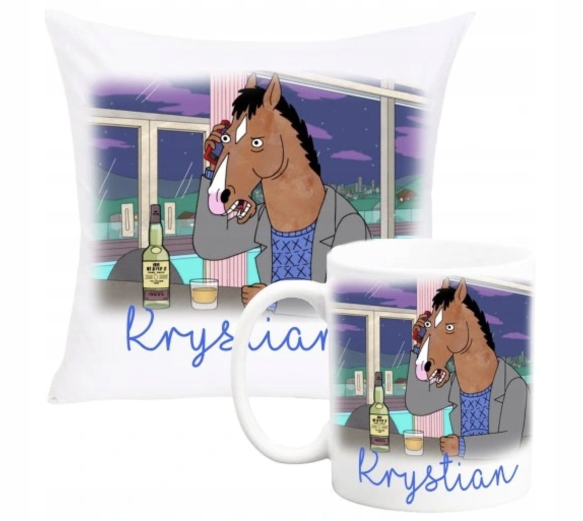 ZESTAW PODUSZKA + KUBEK Prezent BOJACK HORSEMAN + IMIĘ 42