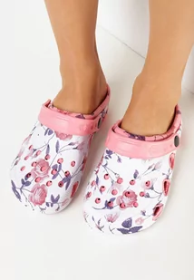 Biało-Różowe Klapki Basenowe w Kwiaty Vendrell - Klapki i japonki damskie - miniaturka - grafika 1
