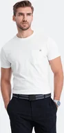 Koszulki męskie - Ombre Dzianinowy T-shirt męski z naszytą kieszonką - ecru V7 S1621 XXL - miniaturka - grafika 1