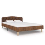 Łóżka - vidaXL Rama łóżka, brązowa, sztuczna skóra zamszowa, 120 x 200 cm - miniaturka - grafika 1