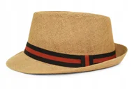 Czapki męskie - Letni kapelusz męski karmelowy TRILBY 58 Pako Jeans - miniaturka - grafika 1