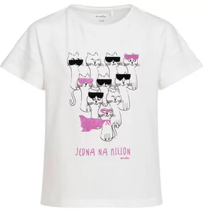 T-shirt z krótkim rękawem dla dziewczynki, z kotami, kremowy, 2-8 lat - Bluzki dla dziewczynek - miniaturka - grafika 1