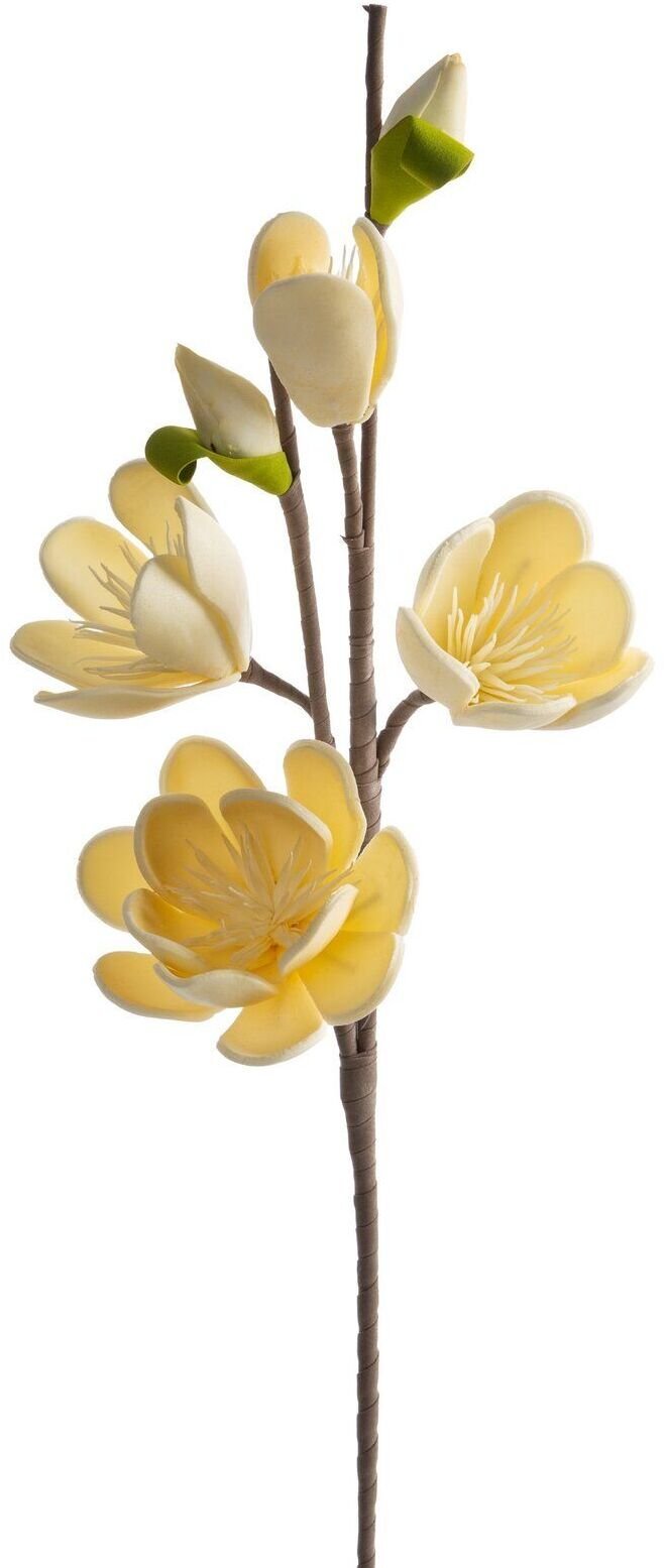 Eurofirany Sztuczna gałązka magnolii kremowa 69 cm komplet 6 szt