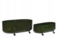 Donice - OSŁONKA NA DONICZKĘ DŁUGA podłużna duża metalowa zielona na balkon 2 szt. - miniaturka - grafika 1