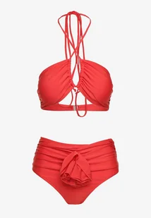 Czerwone Bikini 2-Częściowe Stanik Wiązany na Szyi Figi z Podwyższonym Stanem Tegelia - Stroje kąpielowe - miniaturka - grafika 1