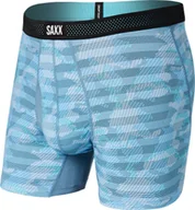 Majtki męskie - SAXX Bokserki męskie chłodzące / sportowe z rozporkiem SAXX HOT SHOT Boxer Brief Fly lodowiec szelfowy niebieski S - miniaturka - grafika 1