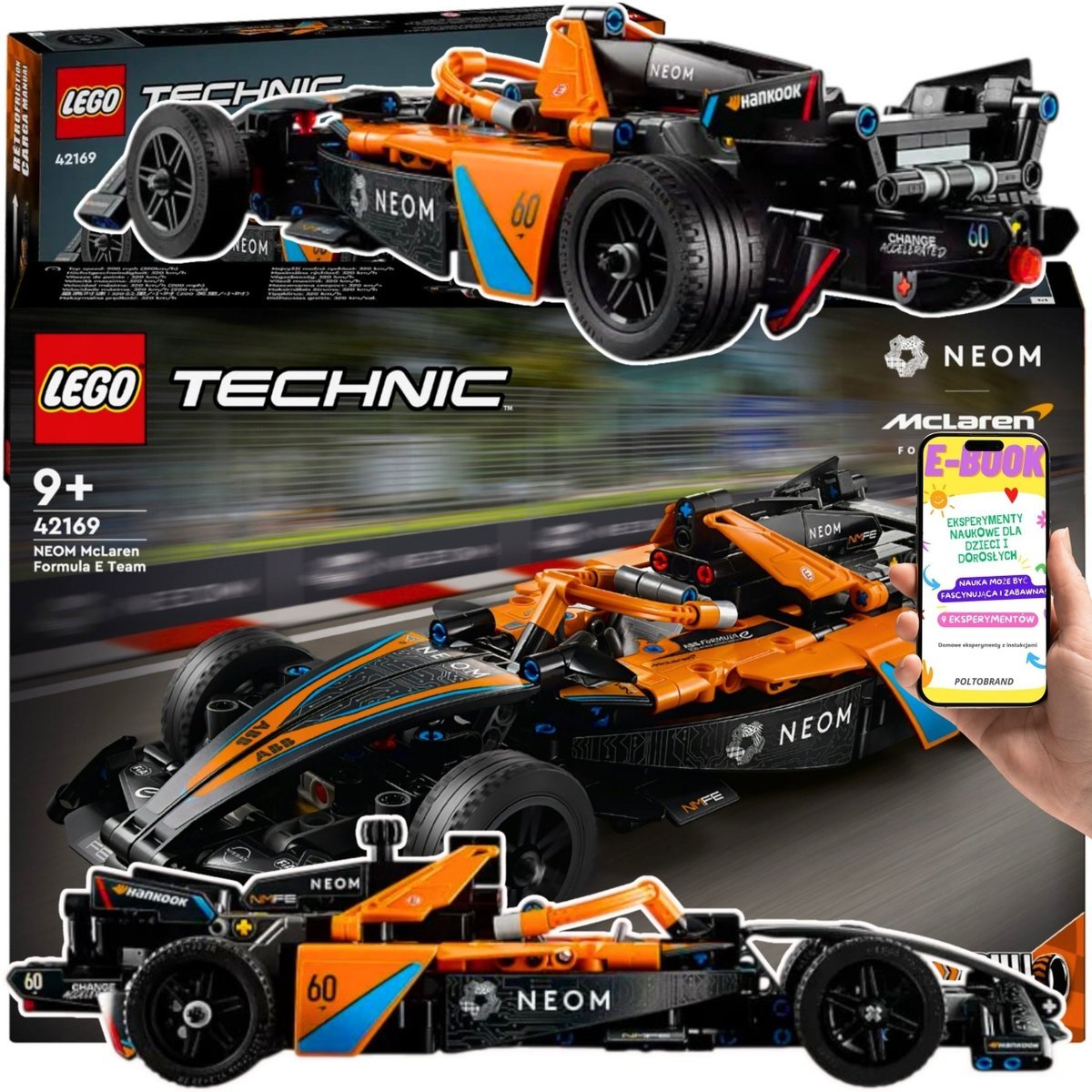 LEGO PREZENT AUTO WYŚCIGOWE BOLID - TECHNIC NEOM McLaren Formula E Race Car (42169) DLA CHŁOPCA SYNA + EBOOK
