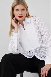 Koszule damskie - Karl Lagerfeld Lagerfeld Lagerfeld koszula damska kolor biały regular z kołnierzykiem klasycznym S;M - grafika 1