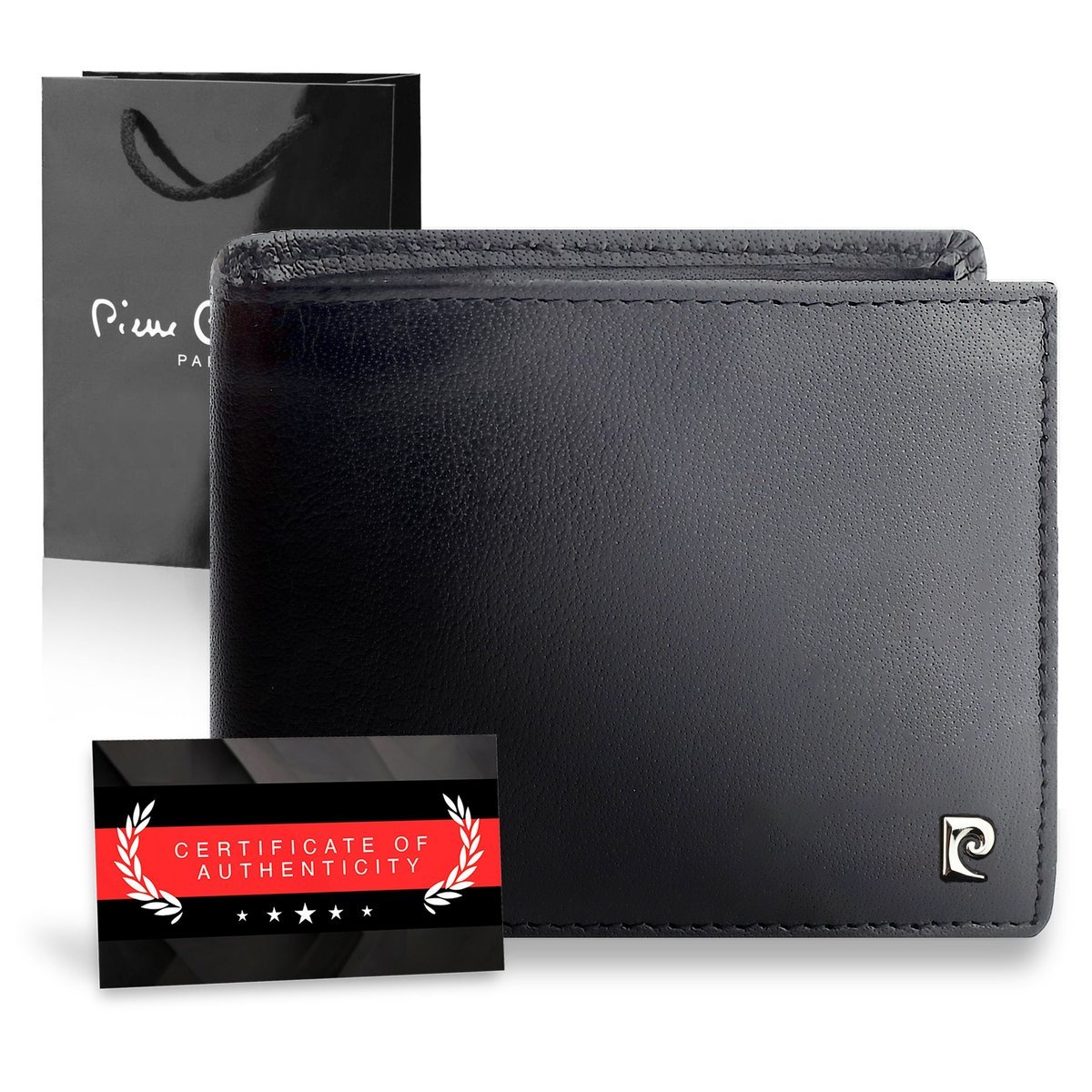 Pierre Cardin elegancki portfel skórzany z Ochroną RFID Torebką Prezentową I Certyfikatem