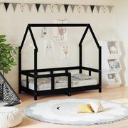 Łóżeczka i kojce - Rama łóżka dziecięcego, czarna, 70x140 cm, drewno sosnowe  Lumarko! - miniaturka - grafika 1