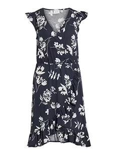 Vila Sukienka damska, Navy Blazer/Aop: white Flowers, M - Sukienki - miniaturka - grafika 1