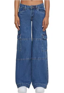 Urban Classics Damskie spodnie damskie z niskim stanem, cargo denim mid Indigo Washed 32, Mid Indigo Washed, 32 - Spodnie damskie - miniaturka - grafika 1