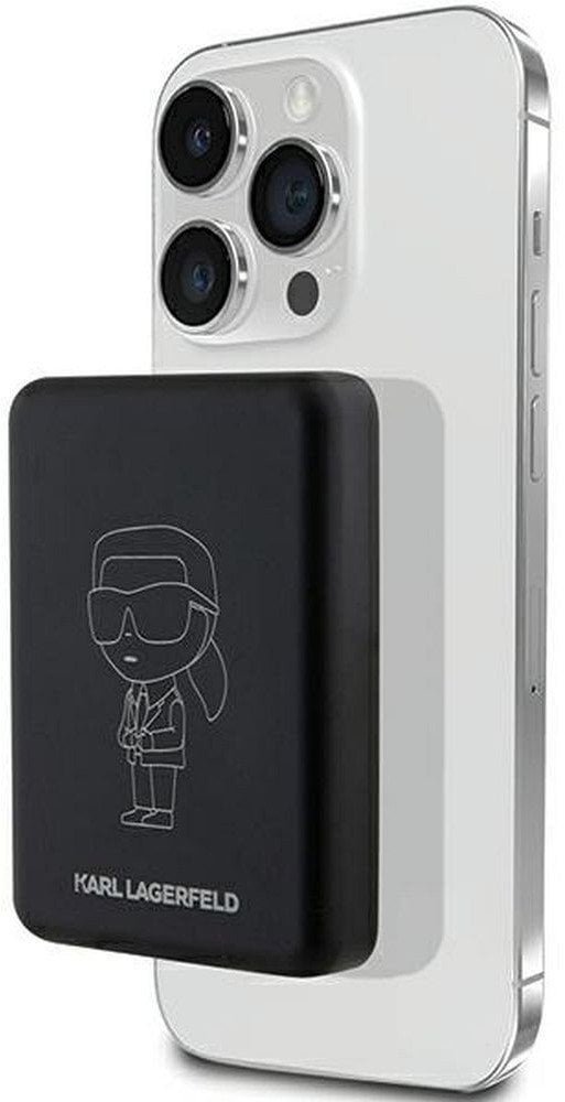 Power bank bezprzewodowy Karl Lagerfeld Outline Ikonik, Magnetyczny MagSafe 5000 mAh, czarny