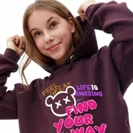 Bluzy damskie - Bordowa Bluza Damska Z Kapturem FIND YOUR WAY Modna Stylowa Piękne Wz - S - miniaturka - grafika 1