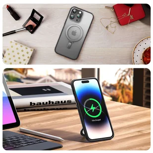 Etui pancerne Alogy Stand Ring Case obudowa ochronna na telefon do MagSafe do Apple iPhone 14 Pro Max Czarne + Szkło - Etui i futerały do telefonów - miniaturka - grafika 8
