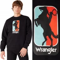 Bluzy męskie - Wrangler LOGO CREW SWEAT Faded Black CZARNA BLUZA Z NADRUKIEM XL - miniaturka - grafika 1