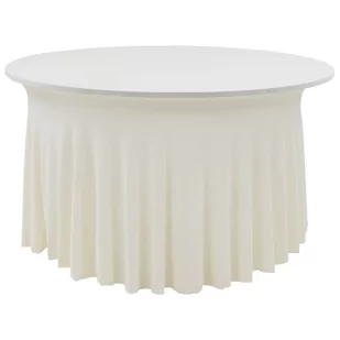 vidaXL Elastyczne obrusy z falbaną, 2 szt., 150 x 74 cm, kremowe - Obrusy i serwetki - miniaturka - grafika 1