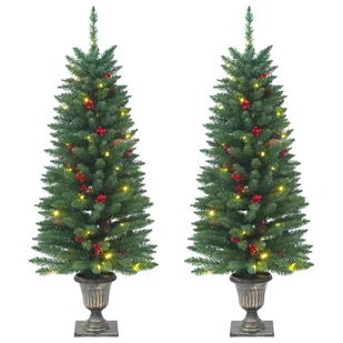 vidaXL Sztuczne choinki, 2 szt., 100 LED, zielone, 120 cm - Choinki - miniaturka - grafika 1