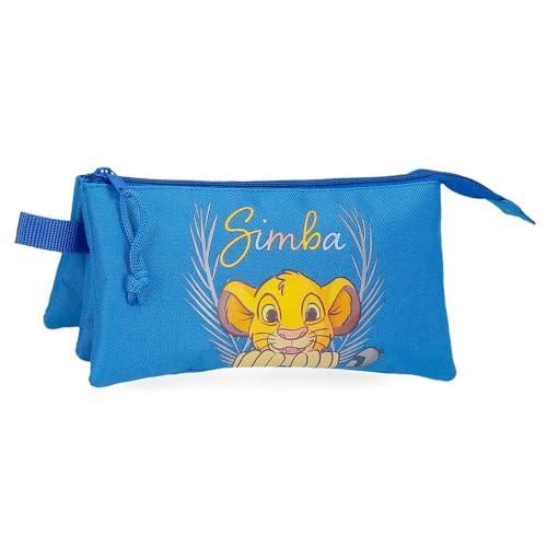Joumma Disney Simba w kamuflażu Trójka Niebieski 22x12x5 cms 1,32l Poliester, Niebieski, Talla única, Potrójne etui