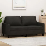 Sofy i kanapy - Sofa 2-osobowa, czarna, 140 cm, tapicerowana tkaniną - miniaturka - grafika 1
